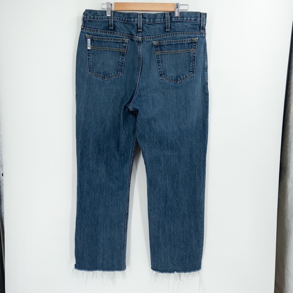 Cinch Up Jeans Mens 36x29 Blue Medium Wash Raw Hem Western Workwear Cowboy - Picture 9 of 10
